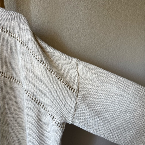 tentree Oatmeal 100% organic cotton Open-Front Diamond Eyelet Cardigan - Picture 5 of 15